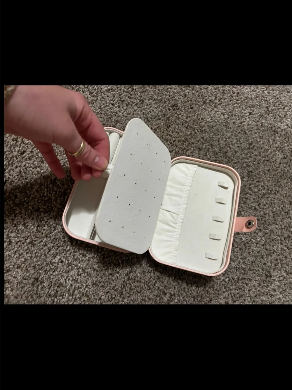 Compact Pink Jewelry Organizer Box - Travel Jewelry Case